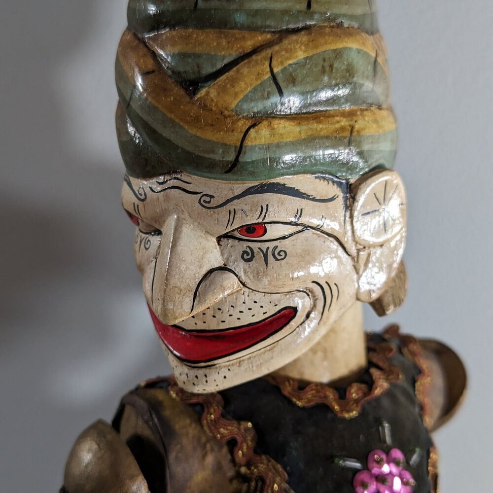 Vintage 19" Jayadratha Wayang Golek rod puppet, Indonesian Sudanese traditional